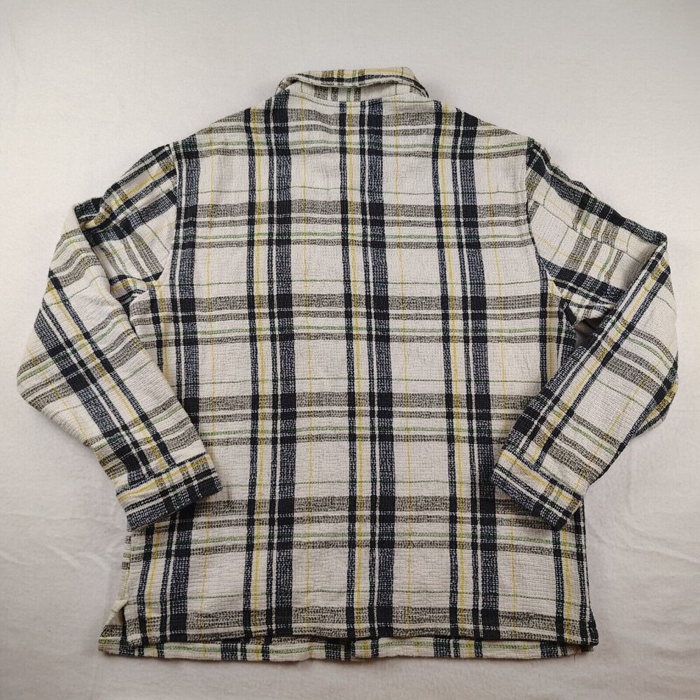 Zara Mens White Plaid Button Up Long Sleeve Woven Relaxed Fit Sz XL - Picture 2 of 9